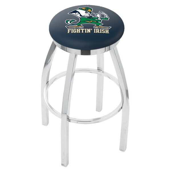 25" Chrome Notre Dame Leprechaun Swivel Bar Stool, Accent Ring